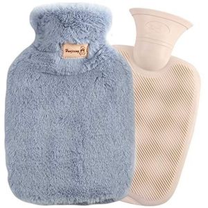 O'woda Warmwaterkruik met overtrek, 2 liter, warmwaterkruik voor volwassenen en kinderen, grijs