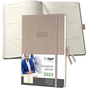 SIGEL C2360 weekkalender Conceptum 2023, ca. A5, taupe, hardcover, 2 pagina's = 1 week, 192 blz.
