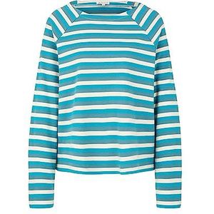 TOM TAILOR Dames Shirt met lange mouwen met 1034156, 30724 - Teal Blue Butter Stripe, S