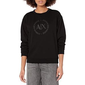 Armani Exchange Sweatshirt met rond logo, trainingspak voor dames, Zwart, S