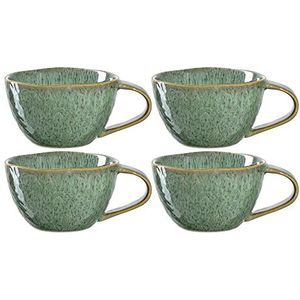 Leonardo Matera koffiekopjes set van 4, vaatwasmachinebestendige keramische kopjes, 4 magnetronbestendige bekers, mokken van aardewerk, groen 290 ml, 018589