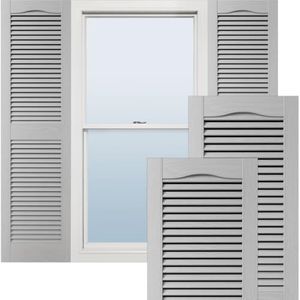 Ekena Millwork Lifetime Vinyl LL1S14X03600PG Standaard Kathedraal Top Center Mullion, Open Luifel Vinyl Luiken, w/Installatie Shutter-Lok's & Bijpassende schroeven (Per Pair), 14 1/2 ""W x 36"" H,