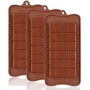 Pritogo Chocoladevorm (set van 3) breekbare siliconen vorm bakvorm flexibele vorm voor DIY chocolade bonbons bonbons energiereep taartdecoratie