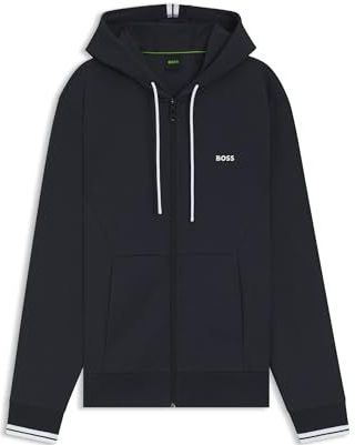 BOSS - Hoodie - Katoenmix - Met Rits en Streepdetails