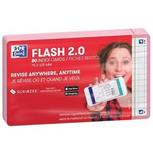 Oxford Flash 2.0 Flashcards A7 geruit 5mm roze pak 80 kaartjes