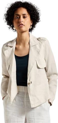 Street One Korte trenchcoat voor dames van linnen, Moonstone Sand, 34