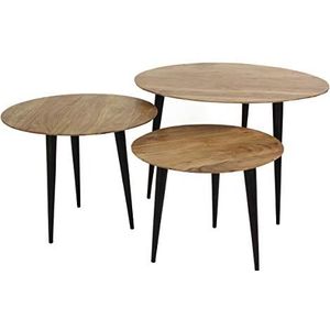 Bijzettafel - set van 3 - hout - bruin - salontafel