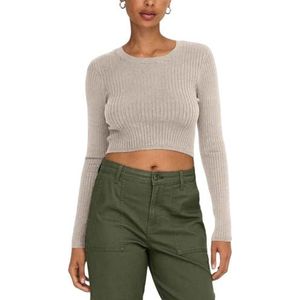 Bestseller A/S Dames ONLKAROL LS Crop O-Hals KNT NOOS Trui, Pumice Stone, L, Pumice Stone, L