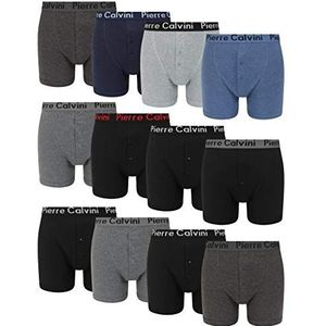 FM London Heren knoop Fly Boxer Shorts (Pack van 12), Multi kleuren, L