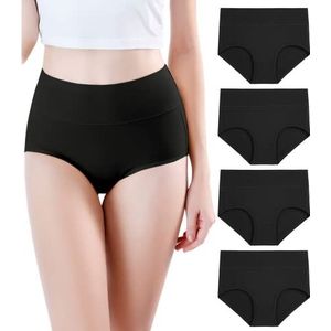 wirarpa Damesslip, zachte modale broek met hoge taille, damesondergoed, volledig rekbare slip, multipack, Zwart-4 Pack, XS