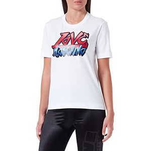 Love Moschino T-shirt voor dames, regular fit, korte mouwen, met graffiti-print, wit (optical white), 40