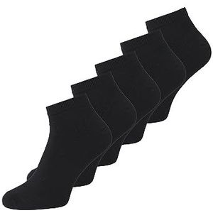 JACK & JONES Jabasic Bamboo Korte sokken voor heren, verpakking van 5 stuks, Zwart/Detail: Zwart - Zwart - Zwart, One Size