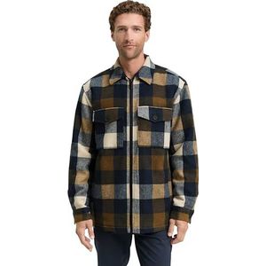 TOM TAILOR Heren 1046988 jas, 38669-Brown Navy Check, L, 38669 - Brown Navy Check, L