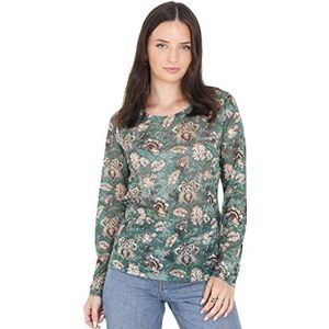 Brave Soul LLT-224ORQUI/JDA T-shirt, groen, normaal voor dames, Celeste Y Blanco, S