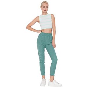 Trendyol Vrouwen normale taille rechte pijpen joggingbroek, Groen, XL