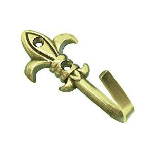 GARDINIA Decoratieve haken, lelie, 2 stuks, embrasse-haken, lengte: 5,5 cm, metaal, gepolijst messing