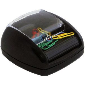 Pavo - Dispenser met magnetische papercliprol, Inclusief 20 kleurrijke paperclips - Zwart
