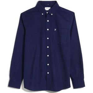 Farah - Heren Oxford Shirt, Drayton lange mouw Oxford Shirt, Smart Casual Werk Shirt, Midnight Blue, XXL, Middernacht Blauw, XXL