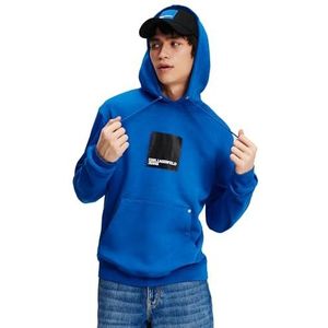 Karl Lagerfeld Jeans, Heren, Box Logo Hoodie, Regular Fit, Blauw, S