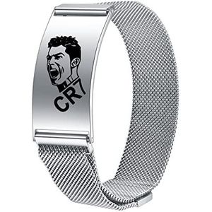 AITENME CR7 Armband met Cristiano Ronaldo, heren, roestvrij staal, voetbal Star Design, inspirerend, verstelbare armbanden, geschikt als cadeau voor voetbalfans, geschikt voor meisjes en jongens,