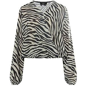 SWIRLY Damesblouse met zebraprint, wit, zwart, S