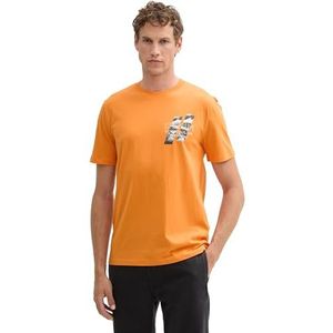 TOM TAILOR Denim Heren T-shirt met fotoprint, 11187 - Dirty Orange, XXL