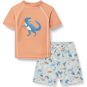 Playshoes Dino beschermend overhemd voor baby's, uniseks, oker set dino, 122/128 cm