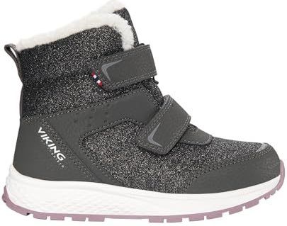 Viking - Equip Warm WP 2V - Snowboots - Charcoal Dusty Pink - Waterdicht - Met Velcro Sluiting