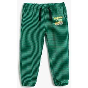Koton Baybboys Jogger Velvet Trekkoord Katoenen Sweatpants, Green Stripe (12k), 12-18 Maanden
