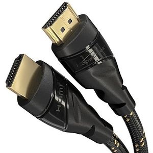 KabelDirekt – 4K HDMI Kabel – 15 m – 4K@60Hz (Extra Koper voor Snel Ultra HD, Nylon Mantel – HDMI 2.0, Hoge Snelheid met Ethernet, Blu-ray/Gaming/PS5/Xbox Series X/Switch, zwart)