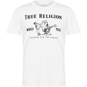 True Religion Men's Short Sleeve Metallic Buddha Tee, Optic White, M