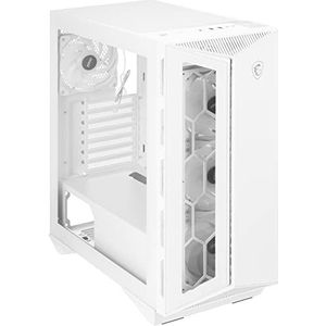 MSI MPG GUNGNIR 110R WIT - Premium Mid-Tower Gaming PC Case - Gehard glas Zijpaneel - ARGB 120mm Fans - Vloeibare koeling Ondersteuning tot 360 mm Radiator - Witte Kleur Case
