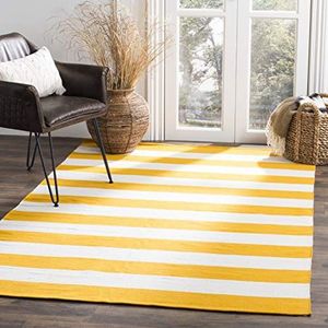 Safavieh Gestreept tapijt, MTK712, handgeweven katoen, geel/wit, 120 x 180 cm