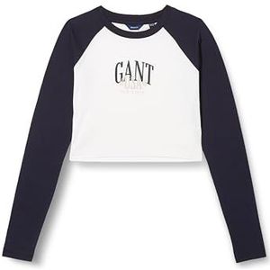 GANT Meisjes Slim Raglan Contrast LS TOP T-shirt, Evening Blue, Standaard, evening blue, 134/140 cm