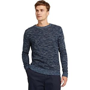 TOM TAILOR Uomini Pullover van biologisch katoen 1028441, 28586 - Navy Blue Shades Structure, XXL