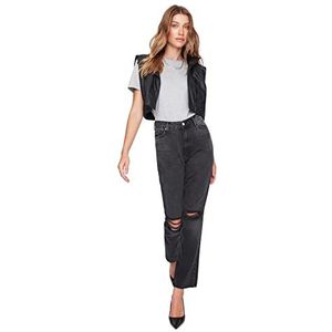Trendyol Dames hoge taille wijde pijpen Bootcut & uitlopende jeans, Black, 68