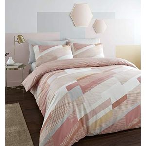 Catherine Lansfield Harley Geo Easy Care tweepersoons dekbedovertrekset Blush