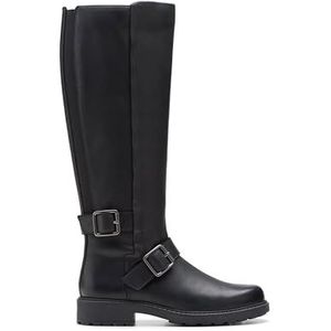 Clarks Premium Dames Orinoco2 Tall Fashion Boot, zwart leer, 6.5 UK, Zwart leder, 39.5 EU