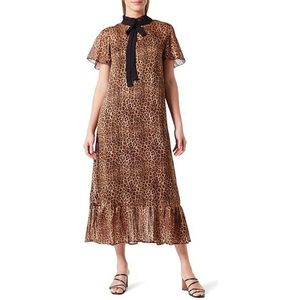 COBIE Midi-jurk voor dames met luipaardprint, bruin, S