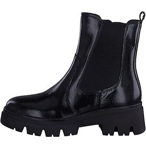 Tamaris Comfort Dames 8-85415-41 Leder Comfort Fit uitneembaar voetbed instaplaarzen alledaagse schoenen Chelsea laarzen, zwart (patent), 36 EU Breed