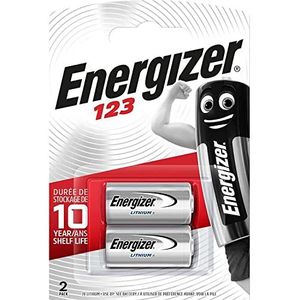 Energizer CR123 batterijen, lithium knoopcelbatterij, 2 stuks