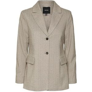 VERO MODA VMKAWI LS Regualr Herringbone Blazer, Chocolate taart/detail: zilver mink melange, 38