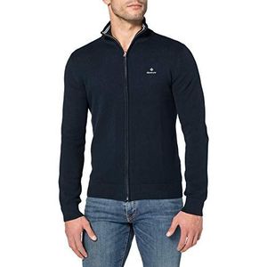 GANT Heren Cotton Pique Zip Cardigan Pullover, evening blue, XXL