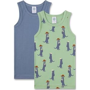 Sanetta Jongensonderhemd (dubbelpak) groen & blauw | Hoogwaardig en duurzaam onderhemd voor jongens van katoenmix. Inhoud: set van 2 ondergoed voor jongens, groen, 92