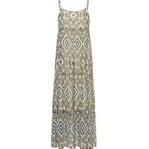 EYOTA Maxi-jurk voor dames, met spaghettibandjes, Blauw goud, M