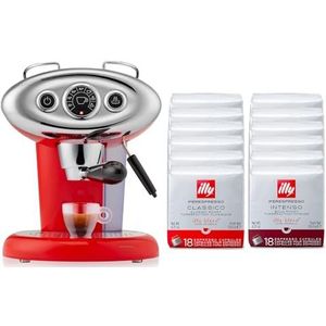 illy Koffiezetapparaat voor Hyperespresso X7.1 in de kleur rood met 216 capsules Hyperespresso (108 capsules Hyperespesso Classic en 108 capsules Hyperespesso INTENSO)