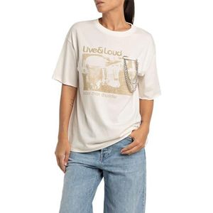 Replay Oversized T-shirt voor dames, 707 boter, XL