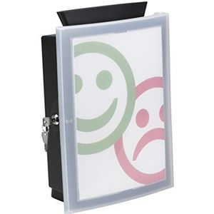 HAN Verzamelbox IMAGE'IN met transparante afsluitbare deur en verwisselbaar motief, keuzeurn, donatiebox, losbox, actie box - voor wandmontage of vrijstaand met voeten, 4102-13, zwart