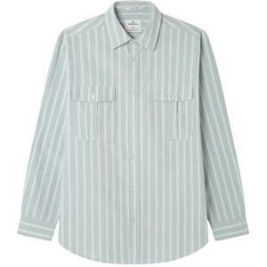 Springfield Classic Oxford Stripes met Pocket Shirt, groen, XS voor heren