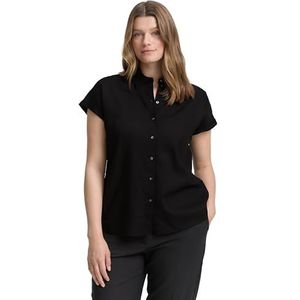 TOM TAILOR Dames Plus Size - Loose Fit blouse met linnen aandeel, 14482 - Deep Black, 54 Grote maten